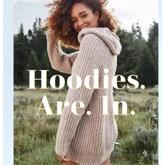 Aerie Women’s M Speckled Knit Wool Blend Cozy Oversized Open Road Sweater Hoodie - Picture 2 of 8